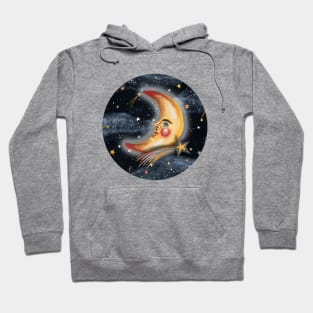 Crescent Moon Man with Shooting Stars Hoodie